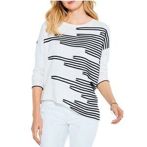 Nic+Zoé Women's Fresh Perspective Asymmetric Cotton Crewneck Sweater sz Large